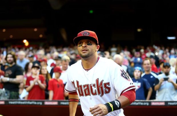 Mar 31, 2014; Phoenix, AZ, USA; Arizona Diamondbacks third baseman Martin Prado against the San Francisco Giants during opening day baseball game at Chase Field. Mandatory Credit: Mark J. Rebilas-USA TODAY Sports