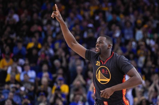 February 20, 2015; Oakland, CA, USA; Golden State Warriors forward Draymond Green (23) celebrates during the fourth quarter against the San Antonio Spurs at Oracle Arena. The Warriors defeated the Spurs 110-99. Mandatory Credit: Kyle Terada-USA TODAY Sports