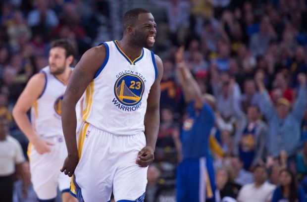 March 23, 2015; Oakland, CA, USA; Golden State Warriors forward Draymond Green (23) celebrates after making a three-point basket against the Washington Wizards during the second quarter at Oracle Arena. Mandatory Credit: Kyle Terada-USA TODAY Sports